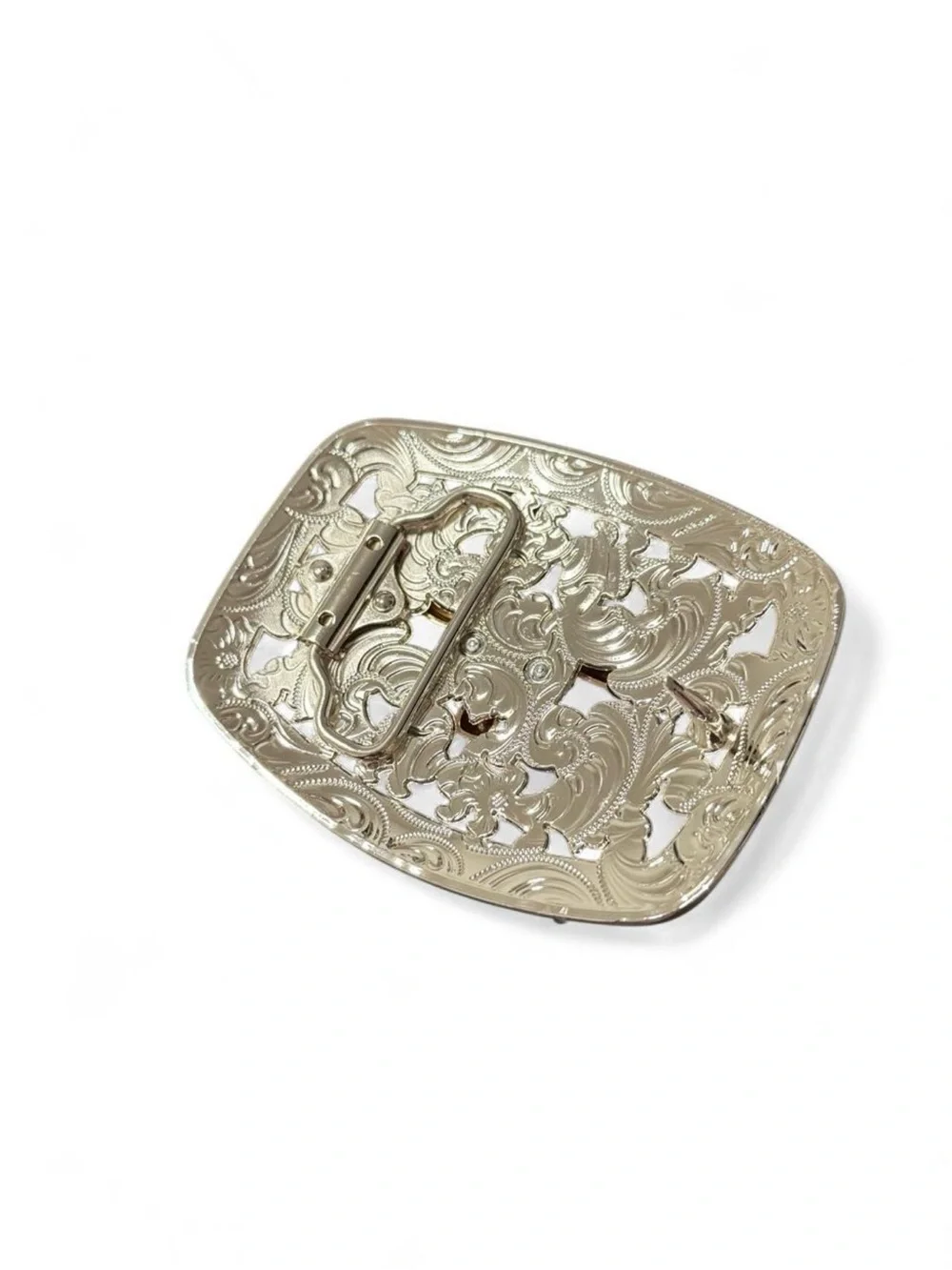 Gold and Silver Longhorn Western Belt Buckle